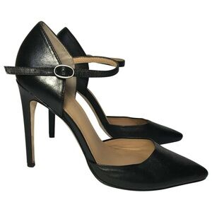 Halston Heritage Christina Black Leather Pointed Toe Pump Heels Size US 8.5